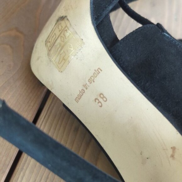TopShop Black Strappy Faux Suede Lace up Heels 38/7.5 US - Picture 15 of 15